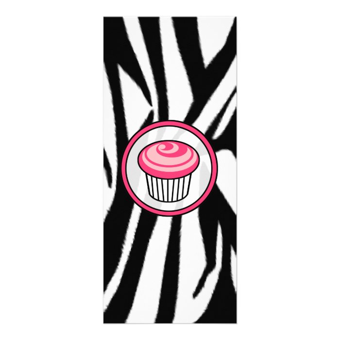 Pink Cupcake Skinny Invitation   Zebra Print