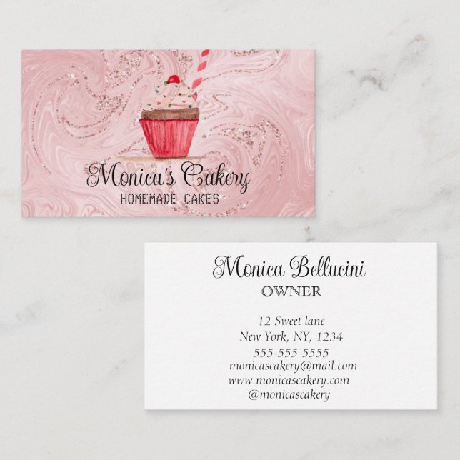 Pink Cupcake Sweet Cakes Bakes Homemade Bakery Bus Business Card (Front/Back)
