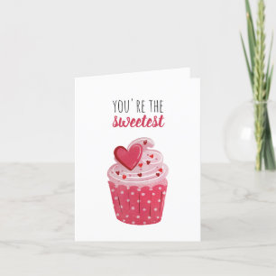Pink Cupcake Sweetest Valentine Holiday Card