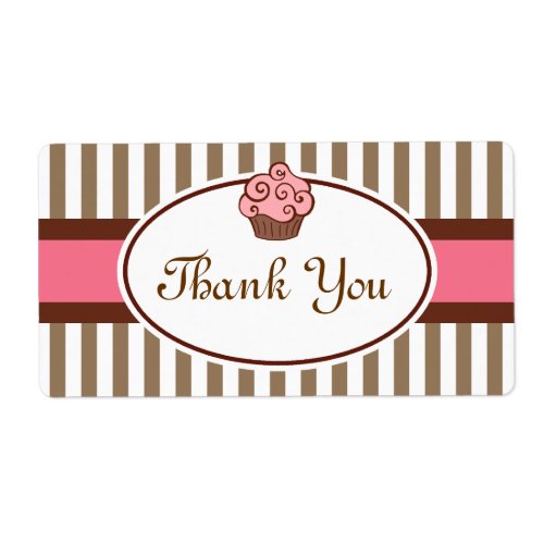 Pink Cupcake Thank You Labels