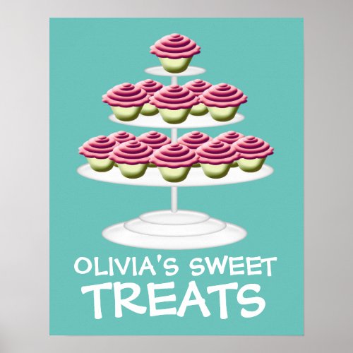 Pink Cupcake Tower Sweet Treats Sign