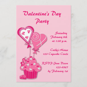 Pink Cupcake Valentine Invitation