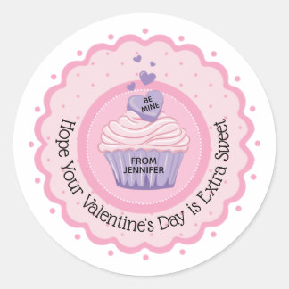 Pink Cupcake Valentine’s Day Classic Round Sticker