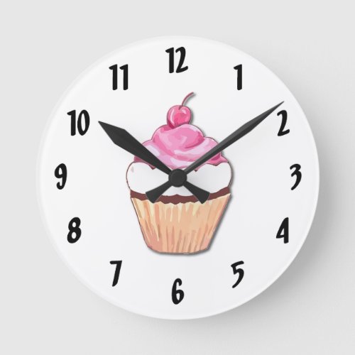 Pink Cupcake Wall Clock