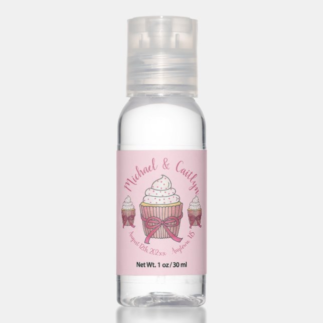 Pink Cupcake Wedding Bridal Baby Shower Favor Hand Sanitizer (Front)