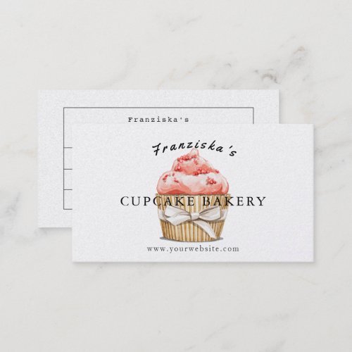 Pink Cupcake White Clean Bakery Business Card