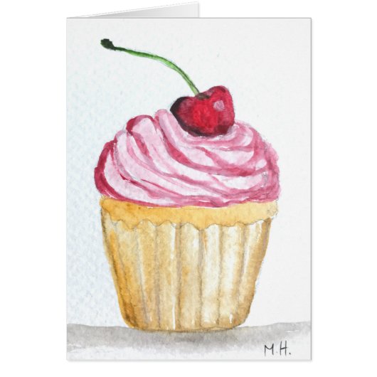 Pink cupcake with cherry cards (Front)