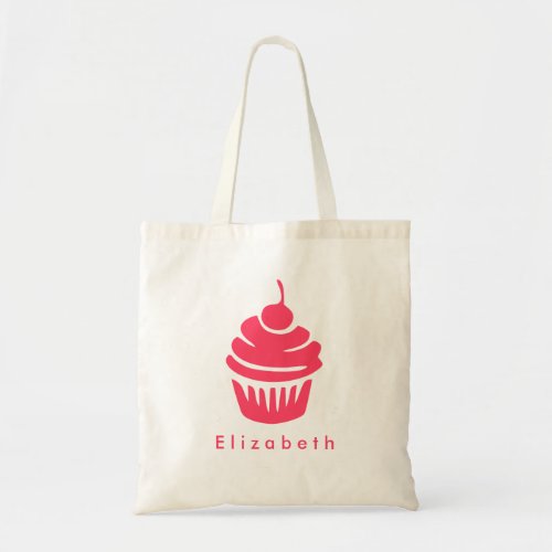 Pink Cupcake with Cherry On Top Tote Bag