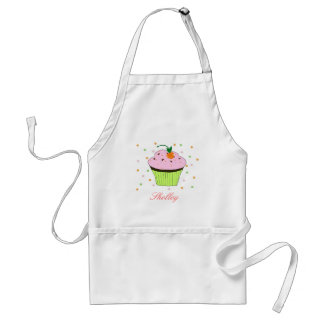 Pink Cupcake with Name Adult Apron