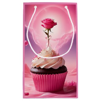 Pink Cupcake with Pink Rose