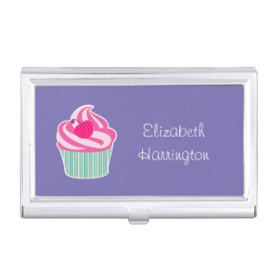 Pink Cupcake WIth Polka Dot Cherry Business Card Case