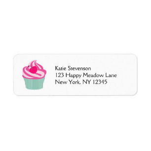 Pink Cupcake WIth Polka Dot Cherry Label