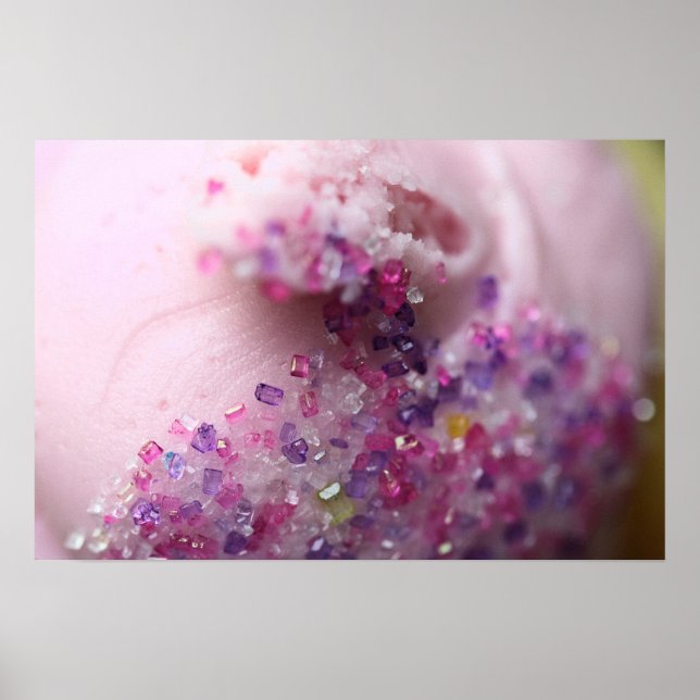 Pink cupcake with sugar photo poster (Front)
