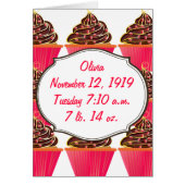 Pink Cupcakes Baby Girl Announcements (Front)
