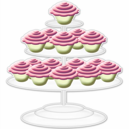 Pink Cupcakes Birthday  Sticker