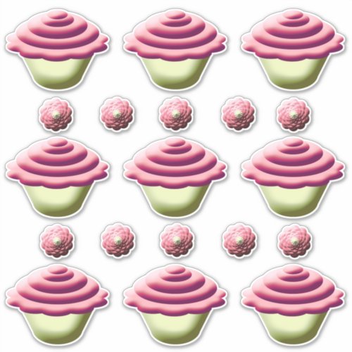 Pink Cupcakes Birthday  Sticker