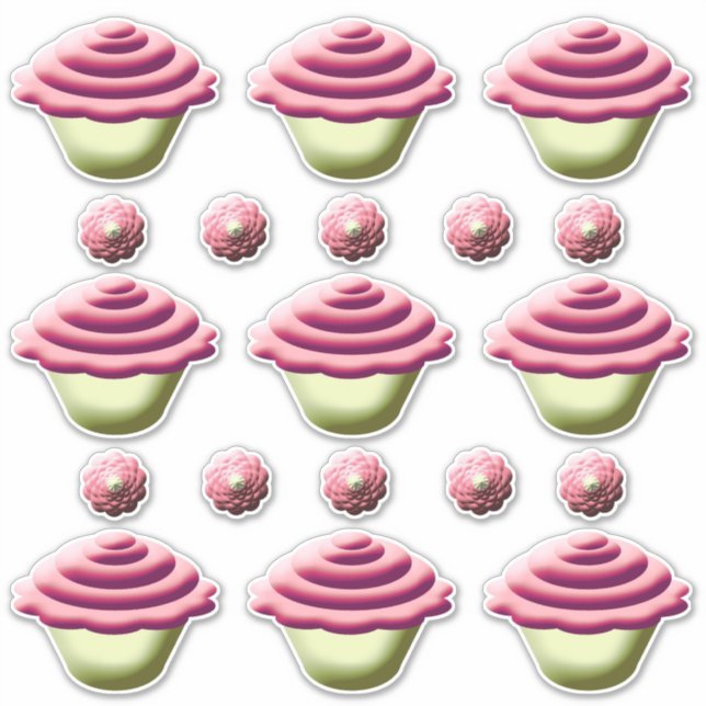 Pink Cupcakes Birthday  Sticker (Front)
