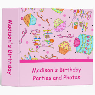 Pink Cupcakes Cakes Custom Birthday Album Binder