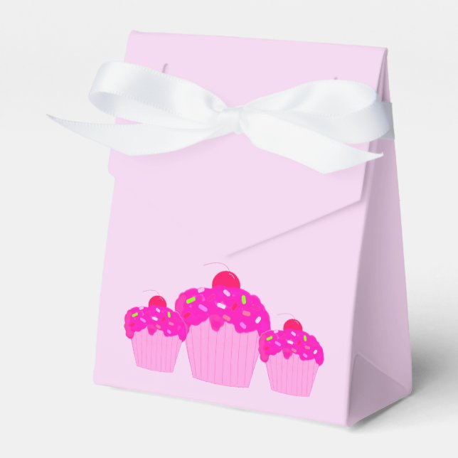 Pink Cupcakes Favor Boxes (Front Side)
