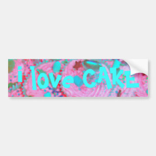 Pink Cupcakes 'I love cake' bumper sticker