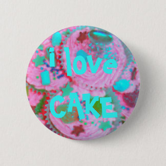 Pink Cupcakes 'i love CAKE' button badge