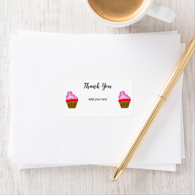 pink cupcakes icing modern happy birthday  label (Insitu)