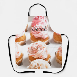 Pink, Cupcakes Kitchen Apron Customizable