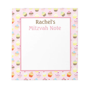 Pink Cupcakes Mitzvah Note Girls Notepad