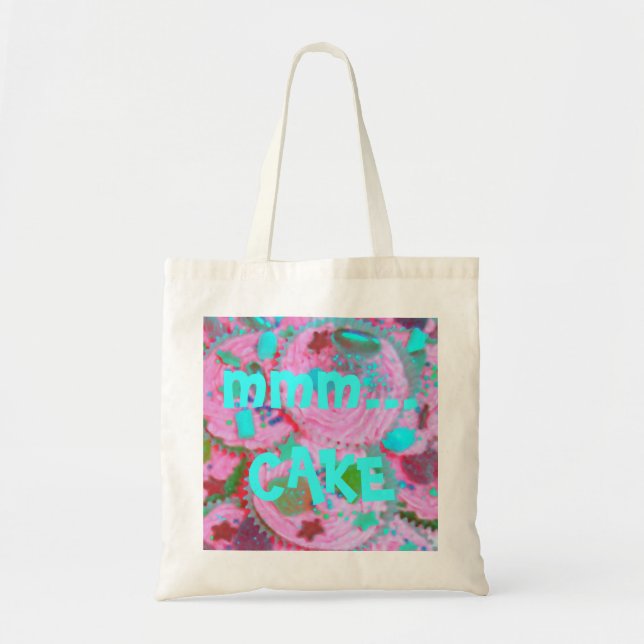 Pink Cupcakes 'mmm...cake' tote bag (Front)