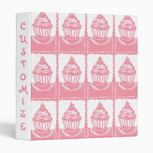 Pink Cupcakes Pattern Custom Binder (Front/Spine)