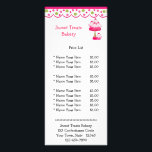 Pink Cupcakes Rack Card<br><div class="desc">A rack card for bakery or cupcake business with pink and white cupcakes on platter with stand and pink and green polka dot top border. Matching business card available in store.
com</div>