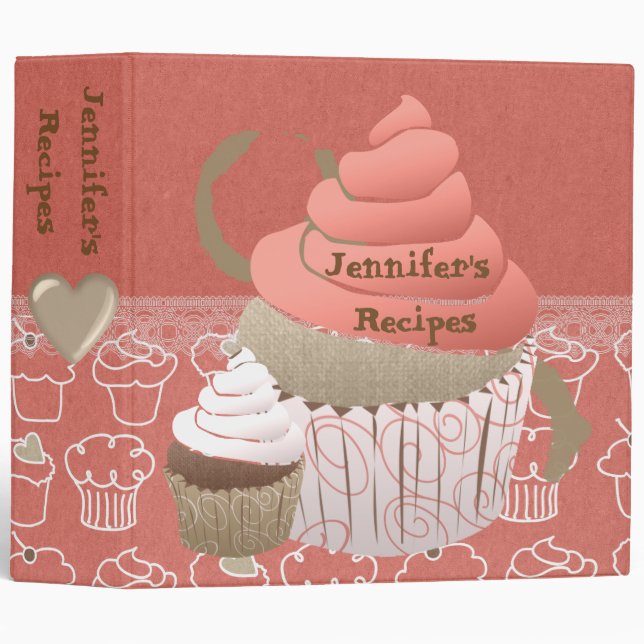 Pink Cupcakes Recipe Binder (Front/Spine)