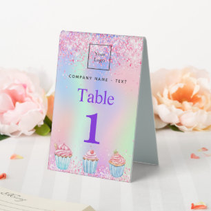 Pink cupcakes table number pastry shop bakery tent