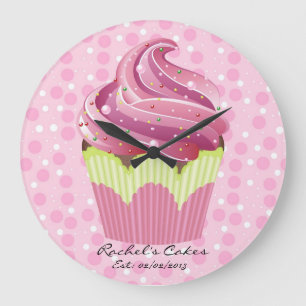Pink Cupcakes Tasty Sweets Clock