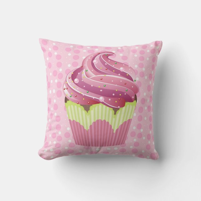 Pink Cupcakes Tasty Sweets Throw Pillow (Front)