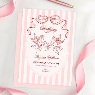 Pink Cupid angel birthday Invitation
