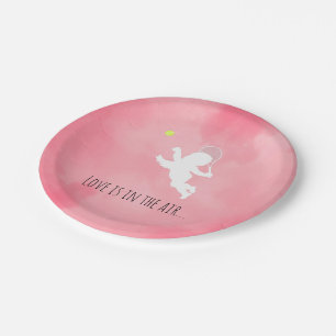 Pink Cupid Tennis Player Paper Plates