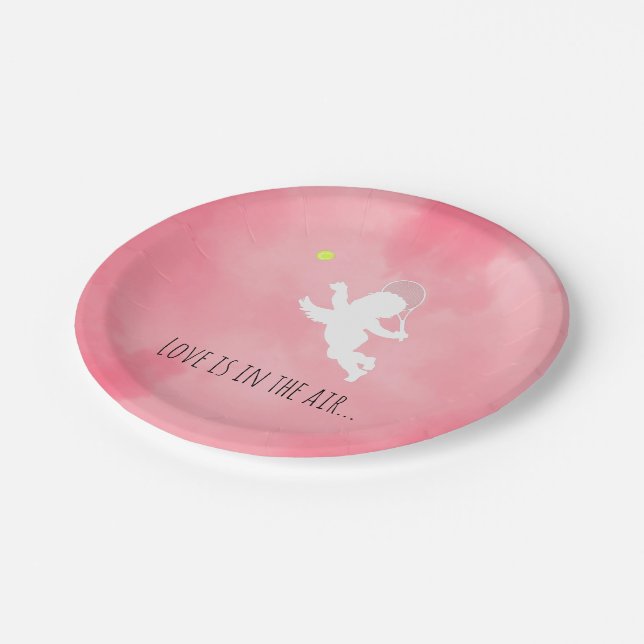 Pink Cupid Tennis Player Paper Plates (Angled)