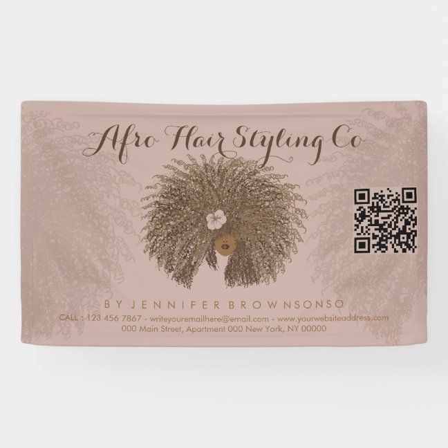 Pink Curl Afro Hair Stylist Banner