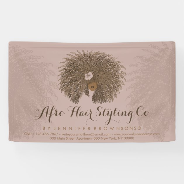 Pink Curl Afro Hair Stylist Banner
