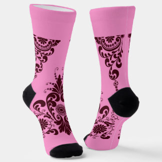pink curlicues print socks
