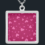 Pink curly hearts silver plated necklace<br><div class="desc">Add some elegance to your day with this swirly curly heart pattern!</div>