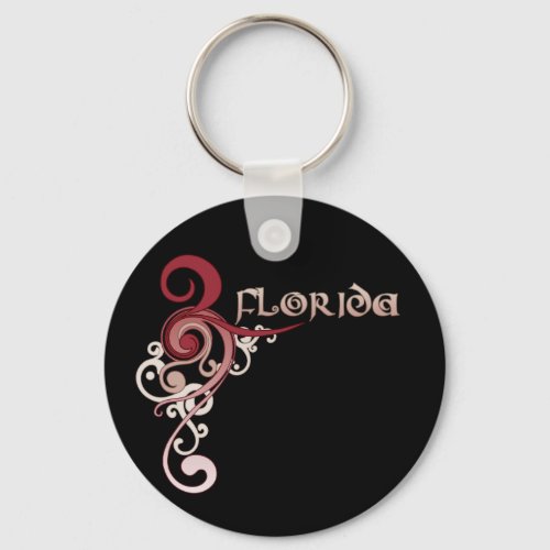 Pink Curly Swirl Florida Keychain Dark