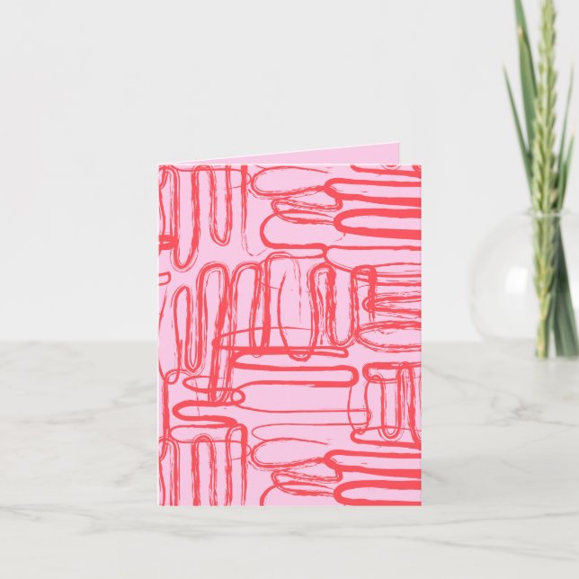 Pink Curve Wavy Squiggle Abstract Modern Card (Front)