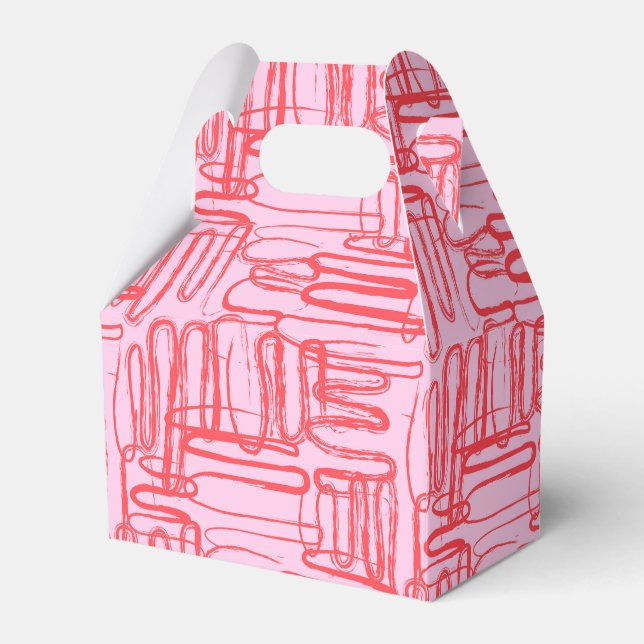 Pink Curve Wavy Squiggle Abstract Modern Favor Boxes (Front Side)