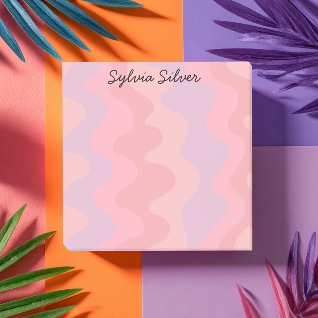 Pink Curves CUSTOM Chic Monogram Personalized Post-it Notes (Pink Curves Waves CUSTOM Chic Monogram Personalized Post-it Notes
)