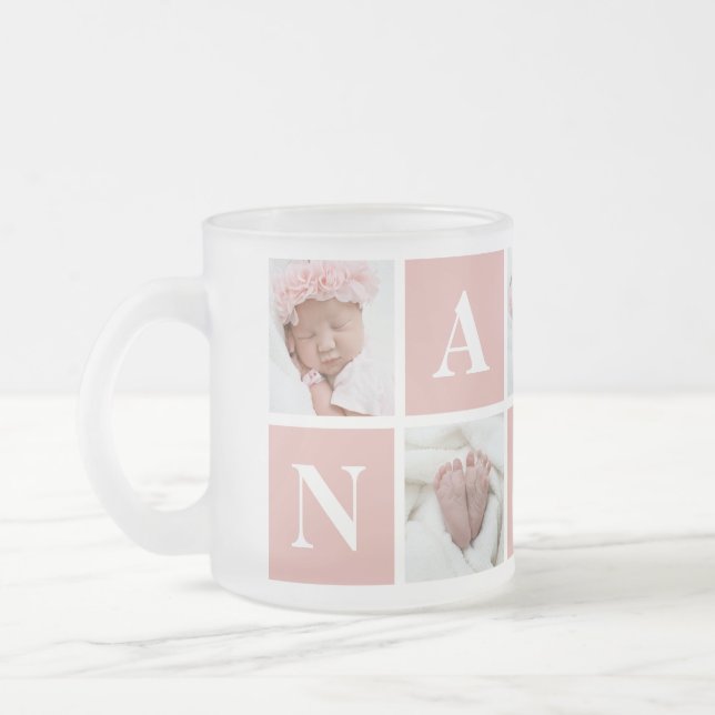 Pink Custom 5 Photo Grandmother Nana Mug (Left)