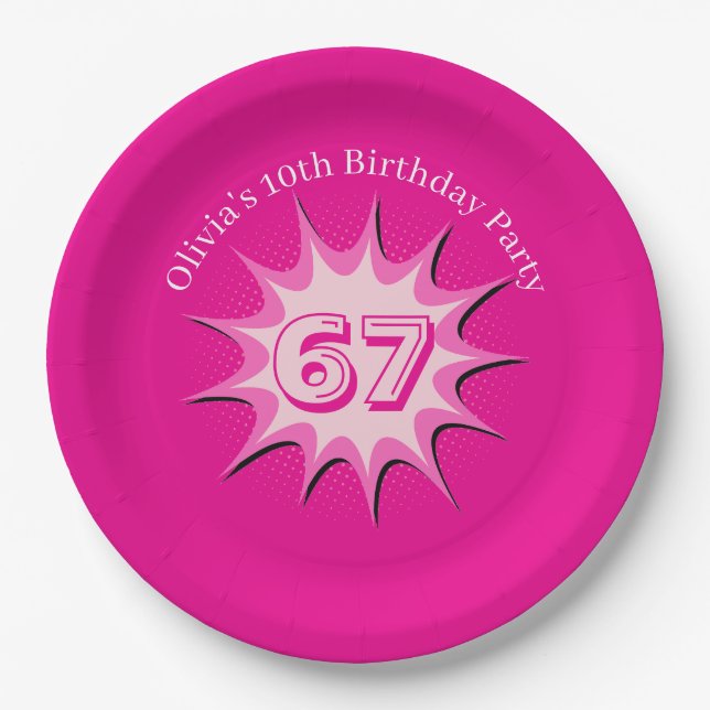 Pink Custom 67 Meme  Paper Plates (Front)