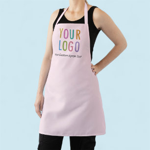 Pink Custom Apron with Company Logo All Over Print