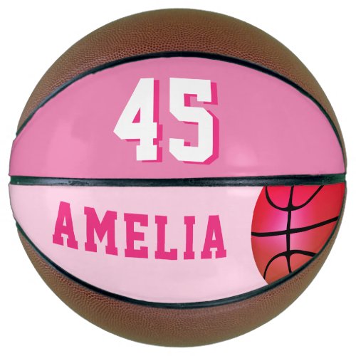 Pink Custom Basketball Girl Players Name Number
